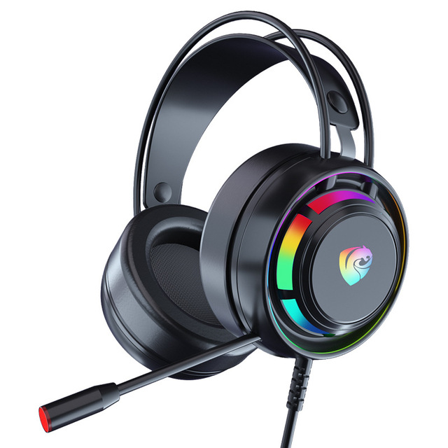 RGB LED 3.5mm Gaming Headphones Mic Stereo Sound Virtual Wired Connection Plastic Material Noise Cancelling for Playing Music