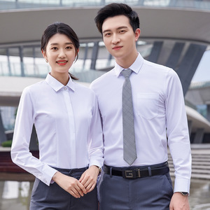 Unisex Stretch Shirt Long And Short Sleeves Solid Color Polyester Workwear For Professional Use - Product Image 3