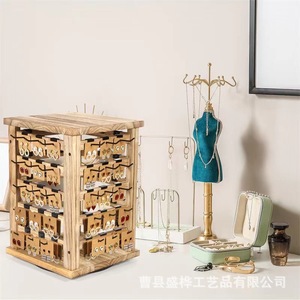 Wood Earring Storage Rack 3 Layers <b>Desktop</b> Jewelry Organizer Display Stand - Product Image 2