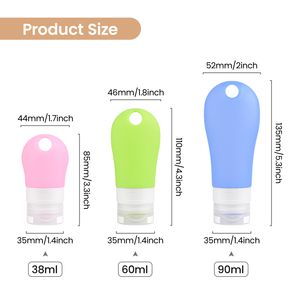 Bouteille de voyage vide en silicone, approuvée TSA, étanche et résistante à l'eau, avec crochet, capacité 38ml/60ml/90ml - Product Image 2