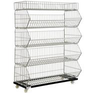 Étagères métalliques empilables durables à 4 niveaux, étagères en fil métallique pliables avec paniers en fil métallique à ouverture angulaire pour usage en garage