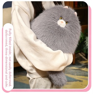 Jouet en peluche <span class=keywords><strong>chat</strong></span> <span class=keywords><strong>persan</strong></span> moelleux et rond en fausse fourrure longue, oreiller animal en peluche amusant, cadeau pour enfants, vente en gros - Product Image 5