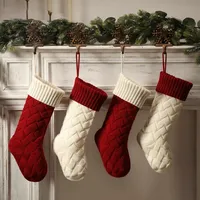 Nouvelle Grande Chaussette de Noël Tricotée de 18 Pouces à Suspendre – Décoration de Noël et Cadeau Idéal pour la Famille et les Amis