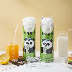 Panda <b>Disposable</b> <b>Straws</b> 50 Pcs Per Can Flexible Bendable For Cola Milk Tea Beverage Party Use - Product Image 1