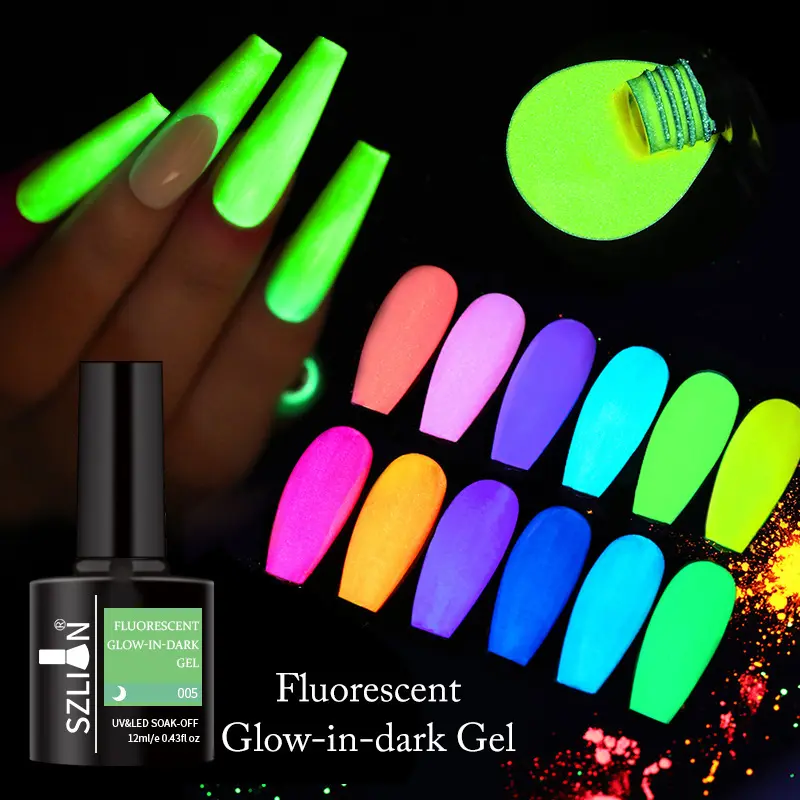 Высококачественный лучший флуоресцентный полуперманентный персонализированный светящийся Гель-лак для ногтей в ночное время