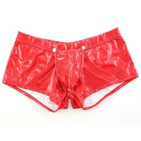 Sous-vêtement Masculin Sexy en Latex à Pochette, Boxer Brillant Aspect Cuir Mouillé, Mini-Short et String PVC Érotique pour Homme