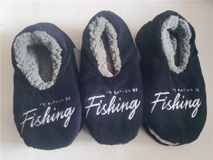 Pantuflas de Invierno <span class=keywords><strong>para</strong></span> Hombre, Cálidas, de Felpa, con Logotipo Personalizado Bordado, Forradas de Sherpa, <span class=keywords><strong>para</strong></span> Interiores, Antideslizantes, con Suela Suave - Product Image 2