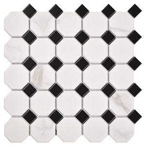 Gạch Lát Sàn Nhà Tắm Bằng Gốm Khảm Hình Bát Giác Màu Đen Trắng Phổ Biến - Product Image 4