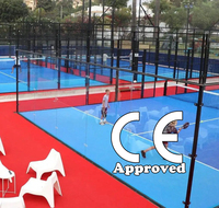 Terrain de padel super panoramique 10x20m certifié CE, avec accessoires en verre soudés au laser et triple galvanisation à chaud