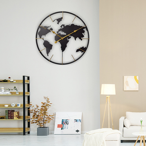 Reloj <span class=keywords><strong>de</strong></span> pared redondo <span class=keywords><strong>de</strong></span> metal con <span class=keywords><strong>mapa</strong></span> del <span class=keywords><strong>mundo</strong></span> creativo y novedoso para decoración <span class=keywords><strong>de</strong></span> oficina y hogar - Product Image 1