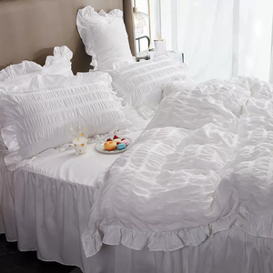 7 Pieces <strong>Ruffle</strong> <strong>White</strong> <strong>Bedding</strong> Sets Shabby Chic Farmhouse Bed in a Bag Queen with <strong>Ruffle</strong> Comforter Sheets Pillowcases &amp; Shams - Product Image 2