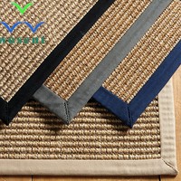 Tapis d'appoint tissé en sisal naturel, jute et coton, bordure cousue, antidérapant, poils plats 5-6mm, adapté aux animaux domestiques, moderne, pour salon et voiture