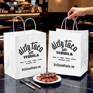 Custom Printed Logo Eco-Friendly Recyclable White Kraft Paper <b>Bags</b> for Sandwiches Restaurants <b>Snacks</b> Tacos - Product Image 5