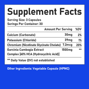 Oem nhãn hiệu riêng grcinia Cambogia viên nang cho trọng lượng quản lý giúp beely chất béo Burner <span class=keywords><strong>Chromium</strong></span> Thảo Dược Giảm béo viên nang - Product Image 6