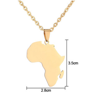 Pendentif dames en acier inoxydable plaqué or et argent, collier en forme de carte d'afrique, bijoux, cadeau de noël, offre spéciale - Product Image 3