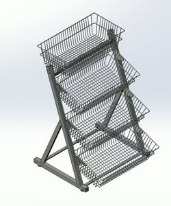 Multi-Layer Supermarket Fruit Vegetable Display Rack Mobile Floor Standing 4-Tier <b>Basket</b> Storage <b>Shelf</b> Unit - Product Image 5