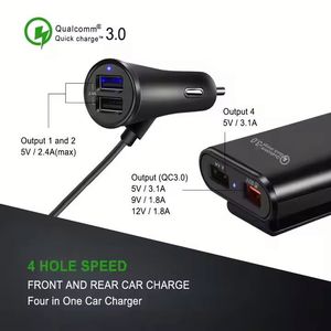 ที่ชาร์จในรถยนต์แบบหนีบเบาะหลัง USB QC 3.0 พร้อมสายต่อสำหรับโทรศัพท์มือถือ ชาร์จเร็วสำหรับเบาะหลังรถยนต์ - Product Image 3
