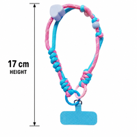 En gros Dragonne de téléphone tressée color block motif cœur, Lanière courte portable pour téléphone, sac, clés et décoration quotidienne
