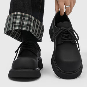 Cleanfit Derby ayakkabı erkekler Paris ayak İngiliz rahat PU kalın taban yüksekliği artan siyah mat katı sonbahar ofis kariyer kayma-on - Product Image 2