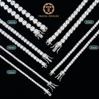 Collier chaîne tennis en moissanite de forme ronde VVS1 2-6 mm, testé au diamant, bijoux S925, bijoux tendance hip-hop pour jeunes.