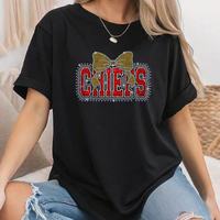 Transferts thermocollants personnalisés en strass, motifs « Cheer Mom » et « Nœud Papillon », prêts à expédier, échantillon gratuit, Noël