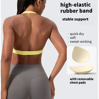 Ensemble de sport invisible push-up dos nu avec logo personnalisé, soutien-gorge halter et short, grande taille, pour fitness et yoga, pour femme