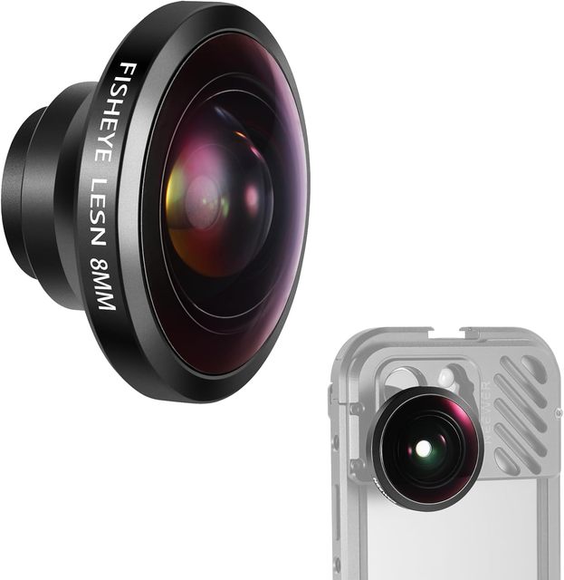 NEEWER 8mm HD Fisheye Phone Lens Wide Angle for Len Threaded Backplane with Phone Cage Case with Lens Adapter LS-29