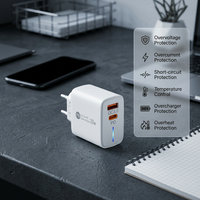 Adaptateur de voyage Cantell EU AU PPS 20W 25W GaN PD Type USB C Charge rapide Prise de charge rapide pour iPhone Samsung