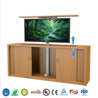 Support TV électrique réglable en hauteur motorisé avec télécommande et contrôle par application, acier laminé à froid, 32-70 pouces