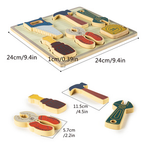 Puzzle éducatif en bois Montessori, blocs portables pour bébés et tout-petits (1-2,5 ans), panneaux de correspondance des formes, 50 pièces - Product Image 4