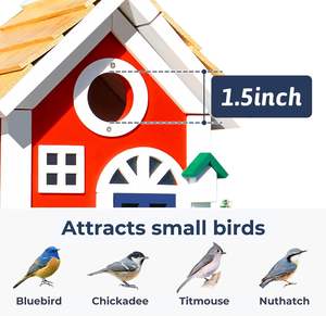 Cage à oiseaux en bois Mangeoire à oiseaux en bois de cèdre massif de style manoir rouge avec quincaillerie en acier inoxydable Pièce maîtresse BGarden - Product Image 6