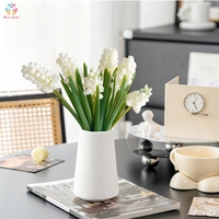 Bouquet de fleurs artificielles de jacinthe à 3 têtes de haute qualité, fleurs en caoutchouc souple au toucher réel pour la décoration de mariage et de maison dans un vase