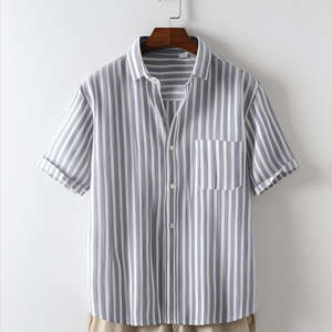 Produttore <span class=keywords><strong>a</strong></span> buon mercato da <span class=keywords><strong>uomo</strong></span> camicie formali <span class=keywords><strong>a</strong></span> <span class=keywords><strong>righe</strong></span> manica corta <span class=keywords><strong>lino</strong></span>/cotone abbottonatura t-shirt di <span class=keywords><strong>lino</strong></span> all'ingrosso - Product Image 5