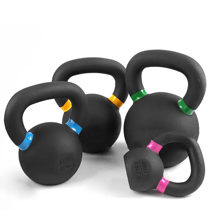 पाउडर लेपित कच्चा लोहा प्रतियोगिता Kettlebell के साथ विस्तृत संभालती है और फ्लैट पैंदा