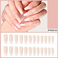 Offre Spéciale 3D Acrylique Couverture Complète Faux Strass Ongles Longs Français Bling Faux Ongles pour Femmes et Filles 24PCS Art Plastique