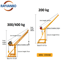 Mini grue rotative à bras articulé portable, capacité de levage de 200 kg, 300 kg, 500 kg, 800 kg, 1000 kg