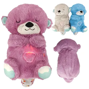 Breathing Stuffed Animals Portable Soothe and Snuggle Otter Breathing Otter Sleep Buddy Sound Machine with Rhythmic Breathing