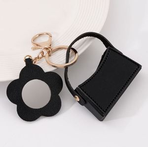 Portable Flower <b>Small</b> <b>Mirror</b> <b>Small</b> Curved Bag Key Chain Colorful Leather Creative Gift Pendant Key Chain - Product Image 6