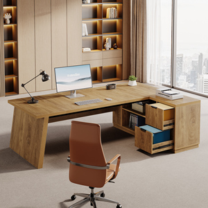 Scrivania per Ufficio e <span class=keywords><strong>Soggiorno</strong></span> <span class=keywords><strong>con</strong></span> 2 Cassetti, Scrivania di Lusso Convertibile <span class=keywords><strong>con</strong></span> Armadietto e Ripiani - Product Image 6