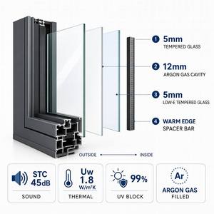 Ventana Abatible <span class=keywords><strong>de</strong></span> Aluminio <span class=keywords><strong>con</strong></span> Doble Acristalamiento y <span class=keywords><strong>Rotura</strong></span> <span class=keywords><strong>de</strong></span> <span class=keywords><strong>Puente</strong></span> Térmico, Insonorizada, Tamaño Personalizado, Moderna, <span class=keywords><strong>Precio</strong></span> <span class=keywords><strong>de</strong></span> Fábrica - Product Image 5