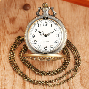 Montre de poche à quartz steampunk avec chaîne, collier médaillon vintage en bronze sur le thème de Game of Thrones, lion <span class=keywords><strong>Lannister</strong></span>, cadeau pour homme - Product Image 2