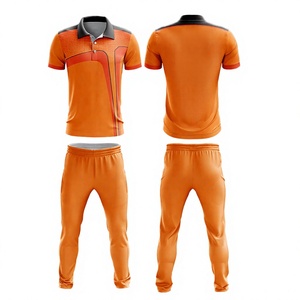 Ensemble d'uniformes de cricket orange avec personnalisation du numéro et du nom du joueur, vêtements de sport respirants en polyester pour les sports d'équipe - Product Image 4