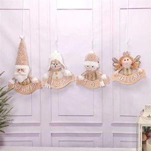 Adorable 4pcs Christmas <b>Standing</b> Plush Figures Soft <b>Santa</b> Snowman Holiday Party Desktop Decoration - Product Image 1
