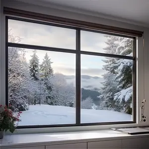 نوافذ كبيرة مخصصة للمنازل مزدوجة الزجاج من الألومنيوم الثابت