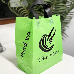 Biểu Tượng Tùy Chỉnh Nhà Hàng Vuông Dưới Takeaway Túi Giao Hàng Thực Phẩm Nhựa Vòng Lặp Mềm Xử Lý Mang Đi Tàu Sân Bay Để Đi Túi - Product Image 5