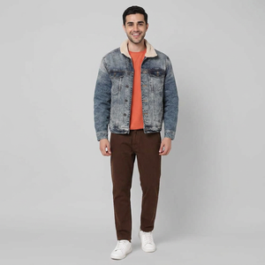 Street Wear veste en jean éponge vintage de qualité supérieure pour hommes veste en jean style hip hop en coton épais pour hommes - Product Image 1