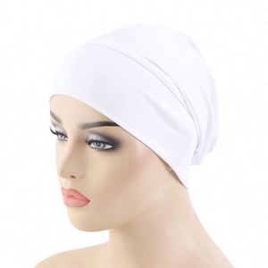 Wholesale Custom Logo Hair Accessories Soft Stretchy Muslim Beanie Dome Cap <b>Head</b> Wrap Hijab Solid Color Image <b>Style</b> Beach Unisex - Product Image 4