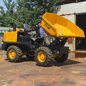 4x4 Wheel Site Dumper 5 Ton Compact Mini Wheel Loader Diesel Side Tipping Trucks Hydraulic Dumper with Rotary Bucket CE Approved