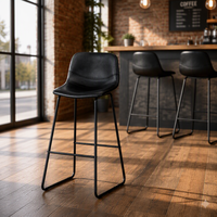 Chaise de bar moderne en métal de luxe à dossier bas pour comptoir, mobilier commercial