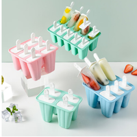 Moule à glaces et bâtonnets de 4 cavités en silicone, écologique, flexible, à démoulage facile, avec poignée personnalisée, pour congélateur, vente en gros